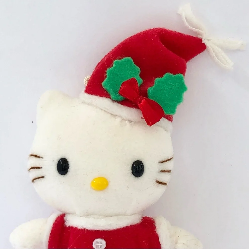 Hello Kitty Plush in Red and White Santa Hat Holiday Outfit Christmas holly